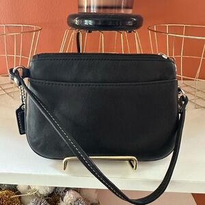 COACH Black Leather Wristlet